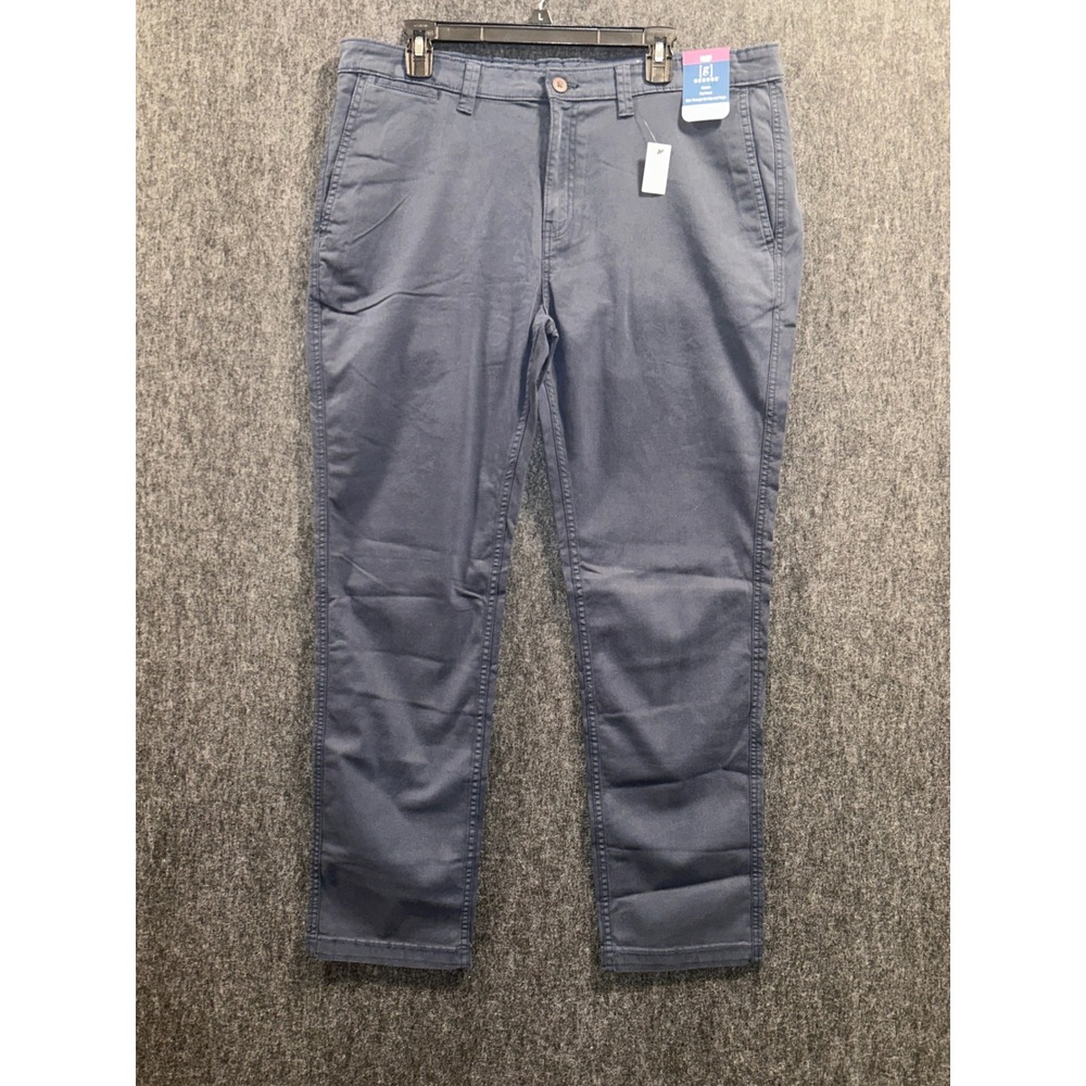 George Casual Chino Pants Mens 38x32 Blue Cove New Slim Fit Stretch Flat Front